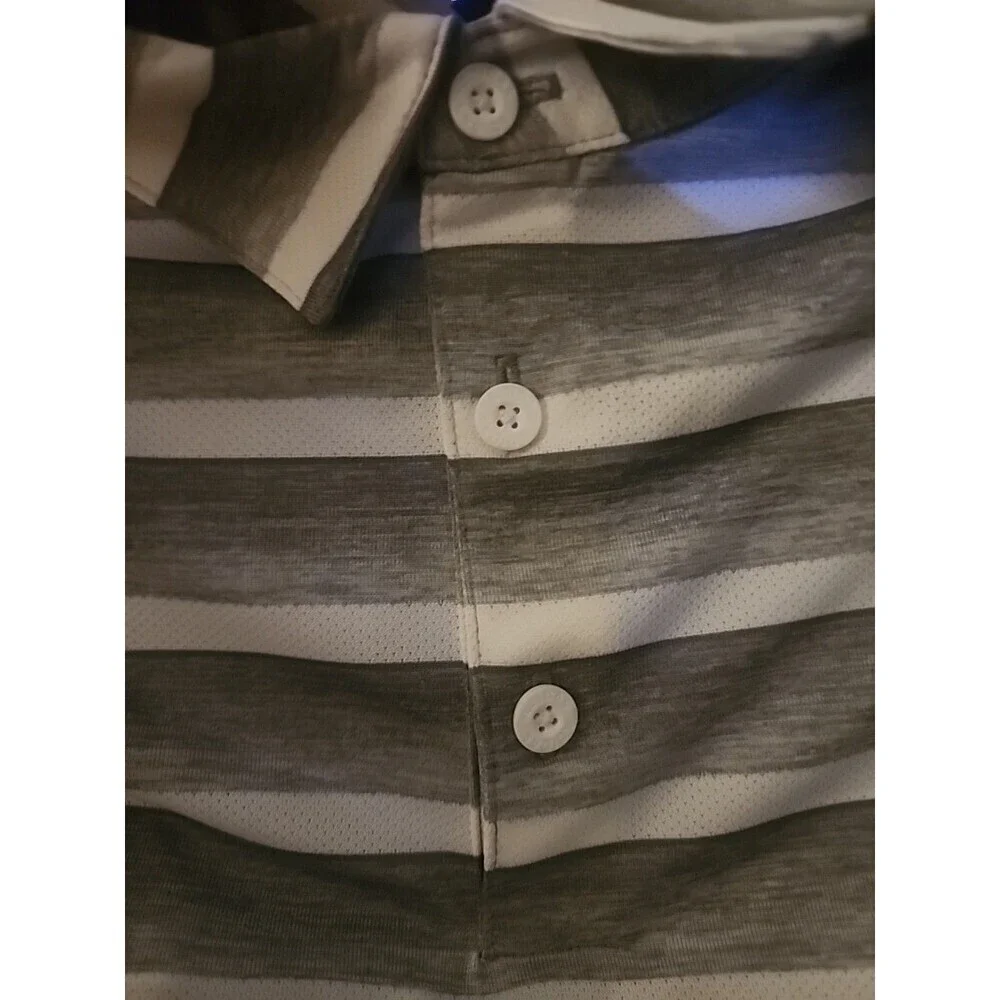 Adidas Golf polo‎ shirt mens 2XL Grey white striped performance active NWT D30